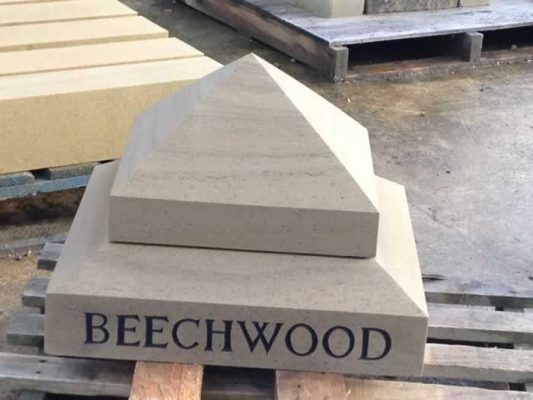 Stone Pillar Cap with House Name - Beechwood