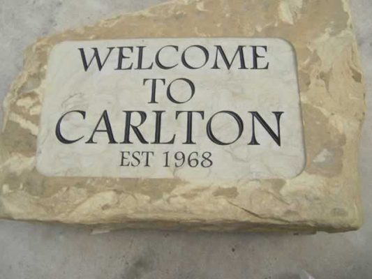 Stone House name Signs- Welcome to Carlton