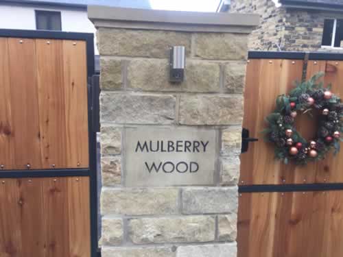 Mullbery Wood Inset Stone House Name Sign